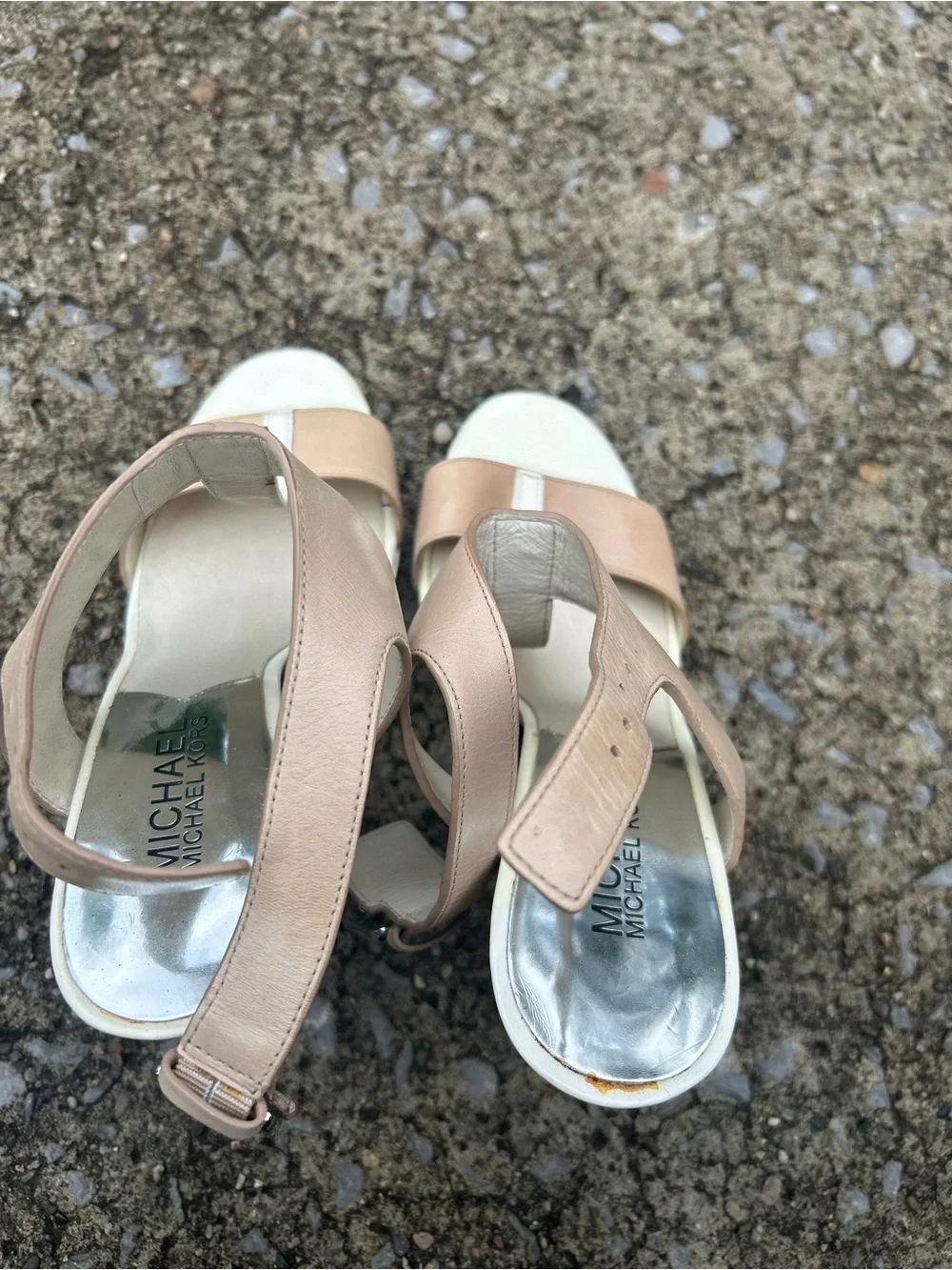 Michael Kors Nude Blush & White Strappy Heels